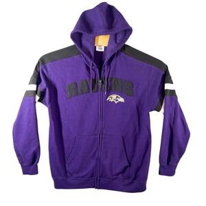 NFL Baltimore Ravens Full Zip Fleece Hoodie Mens Large Football Activewear
